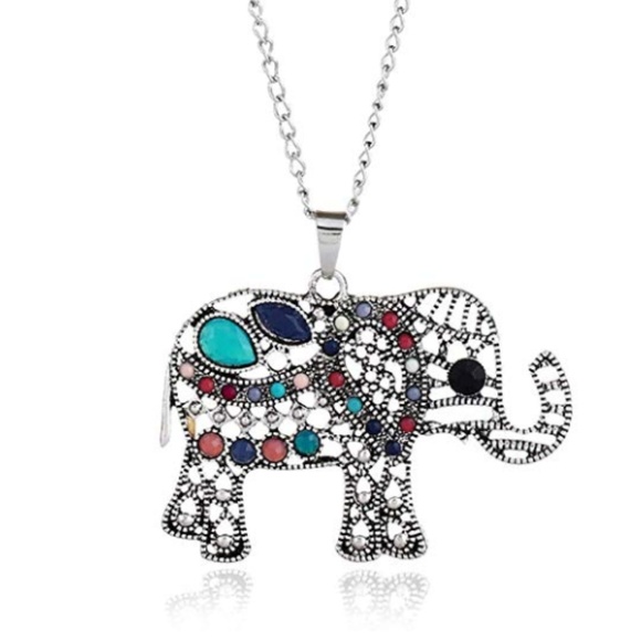 C.C. Boutique Jewelry - NWT Long Boho Gemstone Elephant Pendant Necklace